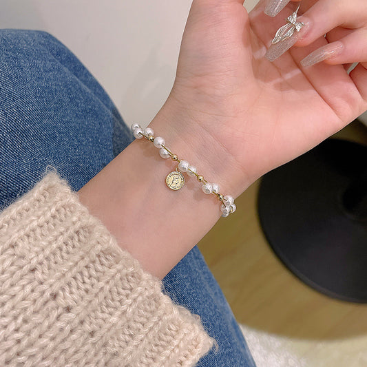 金色双链珍珠手链